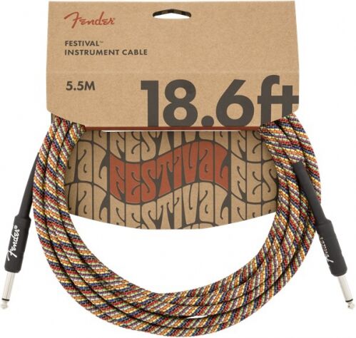FENDER Festival Pure Hemp Rainbow 18,6ft kabel gitarowy 5,6m, Jack prosty - Jack prosty