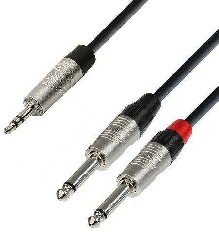 ah Cables adam hall 4 Star Series rean instrument przewód (2 X 3,5 MM wtyczka mini jack 2 X 6,3 MM JACK Mono) 1.5 m K4YWPP0150