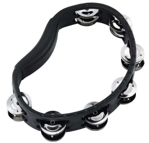 Meinl Percussion Percussion HTMT1BK Tambourine (plastik ABS) z niklowanymi obejmami stalowymi (2-rzędowymi), model ręczny, kolor czarny HTMT1BK