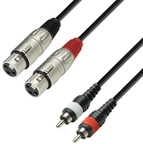 Adam Hall K3 TFC 0600 - Kabel audio Formowany 2 x RCA mężczyzna do 2 x XLR żeński, 6 m K3TFC0600