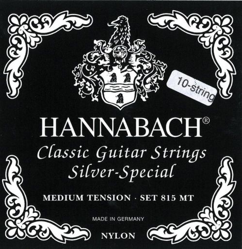 Hannabach 652612 struny do gitary klasycznej, seria 815, do gitar strunowych 8/10, Medium Tension Silver Special H/B2 652612