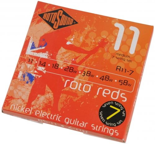 Rotosound rotos górne nikiel struny do 7-saitige E-akcesoria gitarowe, grubość Medium 11 14 18 28 38 48 58 R11-7