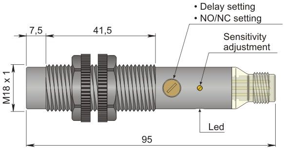 Czujnik pojemnościowy Fi 18 mm SC18SP-AE10 TE10'' NO/NC H