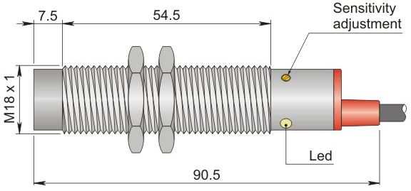 Czujnik pojemnościowy Fi 18 mm SC18SM-CE10 NPN NO+NC