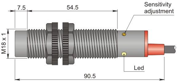 Czujnik pojemnościowy Fi 18 mm SC18SP-CE10 NPN NO+NC LC10