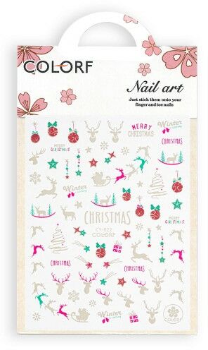 Allepaznokcie Naklejki do paznokci cienkie samoprzylepne świąteczne świecące w UV Colorf CY-022