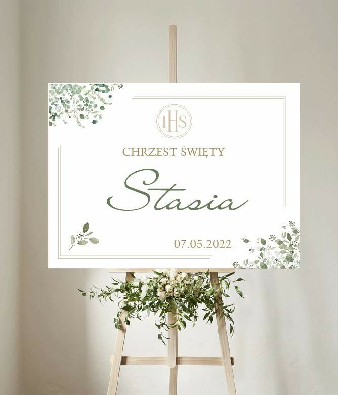 Plansza Chrzest Święty- zielone listki