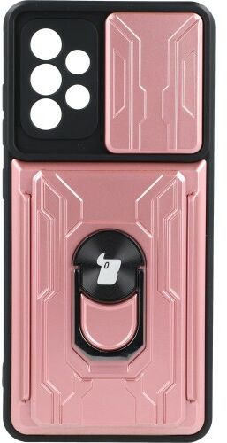 Bizon Etui Case Camshield Card Slot Ring Galaxy A52s 5G A52 4G/5G różowe BCCSCSRGALA52LPN