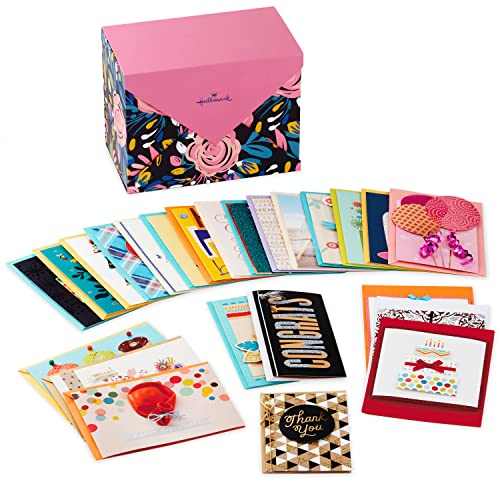 Hallmark Hallmark Zestaw 24 ręcznie robione różne kartki z życzeniami, nowoczesne kwieciste  kartki urodzinowe, kartki baby shower, kartki ślubne, karty sympatii, rozmyślanie o sobie, karty z podziękowaniami 5EDX3457