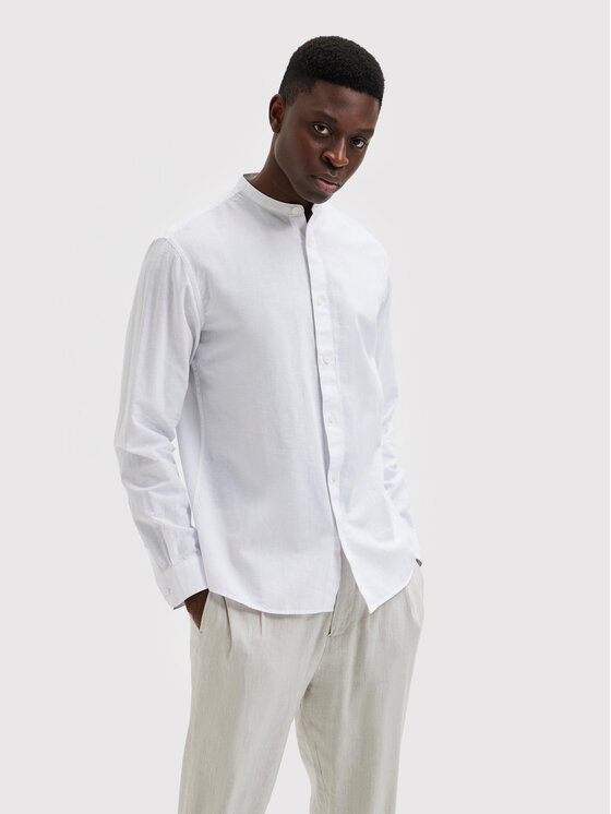 Selected Homme Koszula New-Linen 16079054 Biały Regular Fit