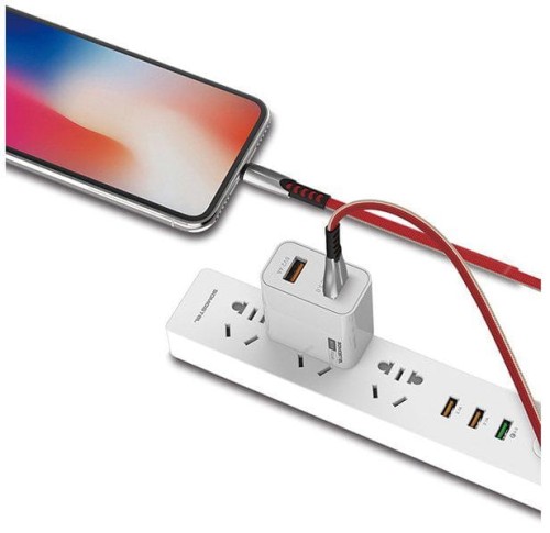 SENBONO SOMOSTEL KABEL USB MICRO 2.4A CZERWONY 2400MAH QUICK CHARGER QC 3.0 1M POWERLINE METALOWE WTYKI BW02 BW02 MICRO RED