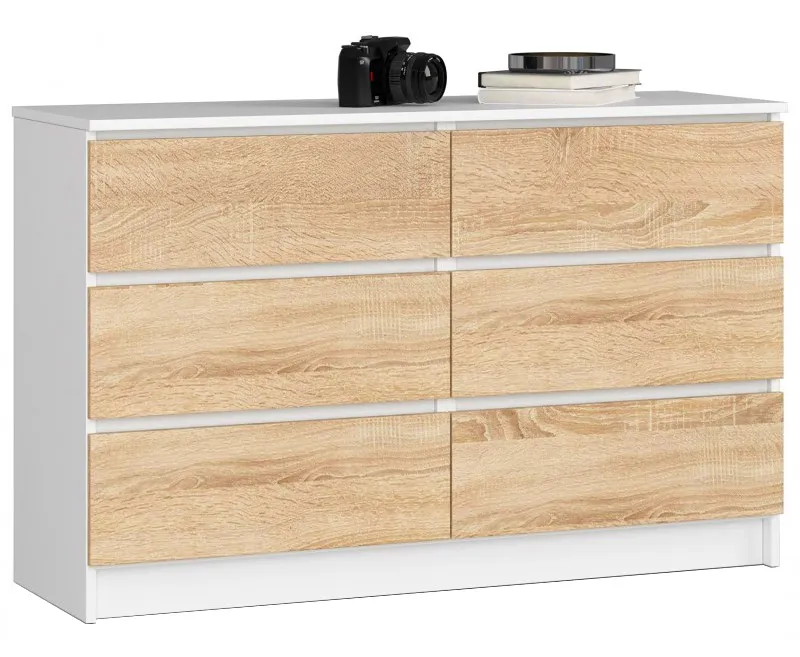 Komoda do pokoju dziecięcego biała + dąb sonoma M5-B66