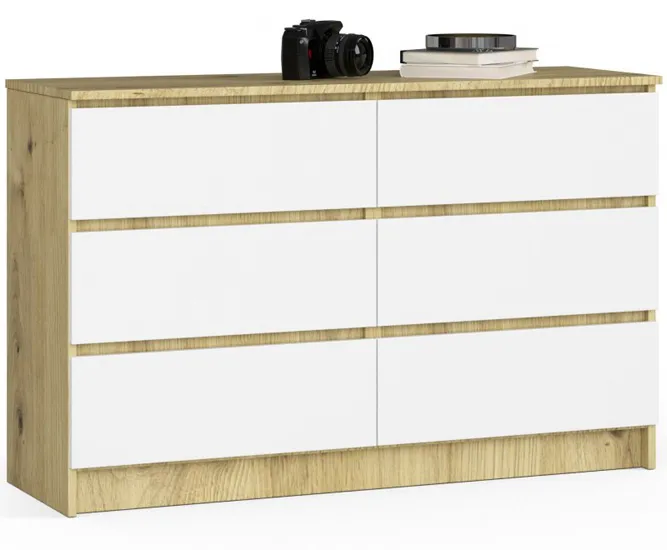 Skandynawska komoda do sypialni dąb artisan + biały S4-C70