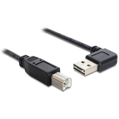 Delock Kabel USB AM-BM 2.0 0.5m czarny kątowy lewo/prawo Easy USB