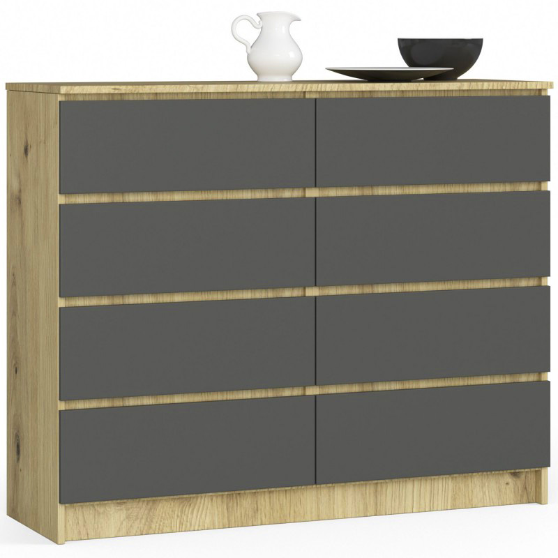 Komoda z szufladami dąb artisan + grafit Iwos 8X