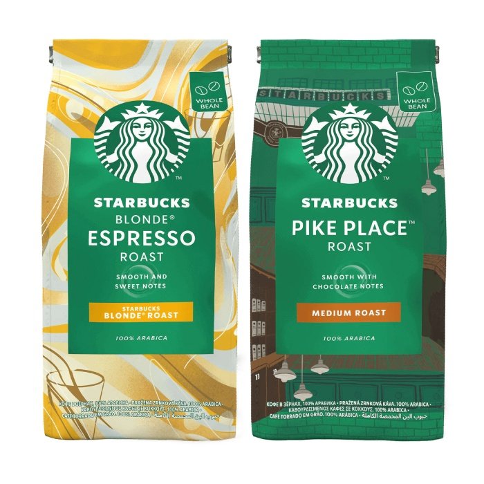 STARBUCKS ZESTAW Kawa ziarnista STARBUCKS Blonde Roast Espresso 450g + Kawa ziarnista STARBUCKS Pike Place Roast 450g 8445290183439