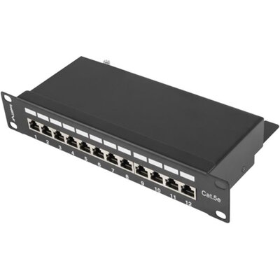 LANBERG Patch Panel 12 Port 1U 10 cali kat.5e ekranowany czarny PPF5-9012-B