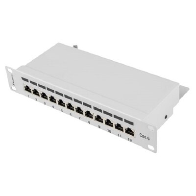 Lanberg Patch Panel 12 Port 1U 10 cali kategoria 6 ekranowany szary