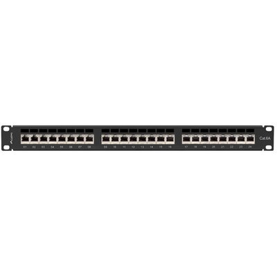 Lanberg Patch panel 24 port 1U kat.6A ekranowany czarny PPSA-1024-B