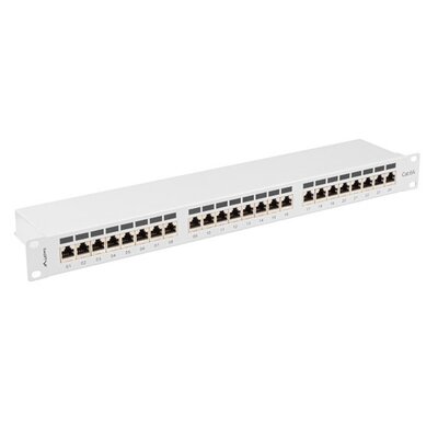 Lanberg Patch panel 24 port 1U kat.6A ekranowany szary PPSA-1024-S