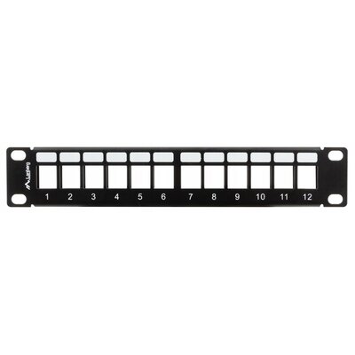 Lanberg PATCH PANEL PUSTY 12 PORT 1U 10" Z ORGANIZEREM DO MODUŁÓW KEYSTONE CZARNY PPKS-9112-B
