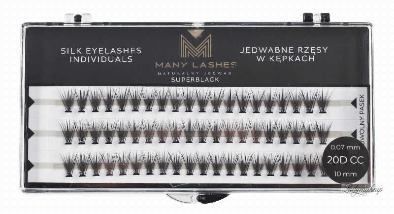 Many Beauty - Many Lashes - Super Black Silk Eyelashes Individual - Jedwabne rzęsy w kępkach - 20D - CC-10mm