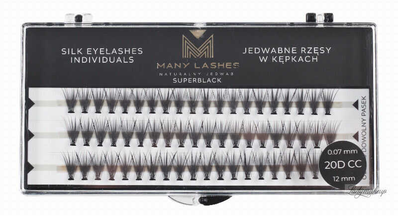 Many Beauty - Many Lashes - Super Black Silk Eyelashes Individual - Jedwabne rzęsy w kępkach - 20D - CC-12mm