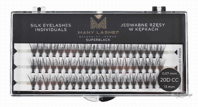 Many Beauty - Many Lashes - Super Black Silk Eyelashes Individual - Jedwabne rzęsy w kępkach - 20D - CC-13mm