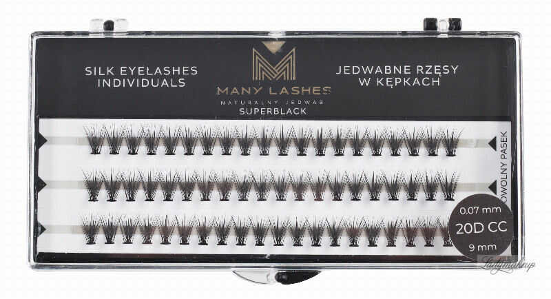 Many Beauty - Many Lashes - Super Black Silk Eyelashes Individual - Jedwabne rzęsy w kępkach - 20D - CC-9mm