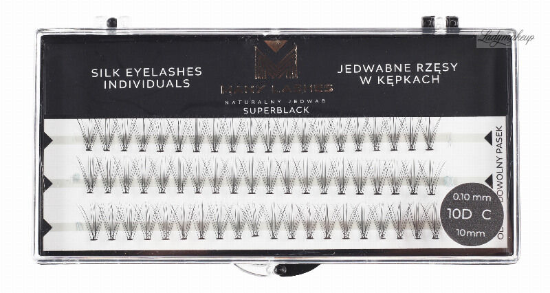 Many Beauty - Many Lashes - Super Black Silk Eyelashes Individual - Jedwabne rzęsy w kępkach - 10D - C-10mm