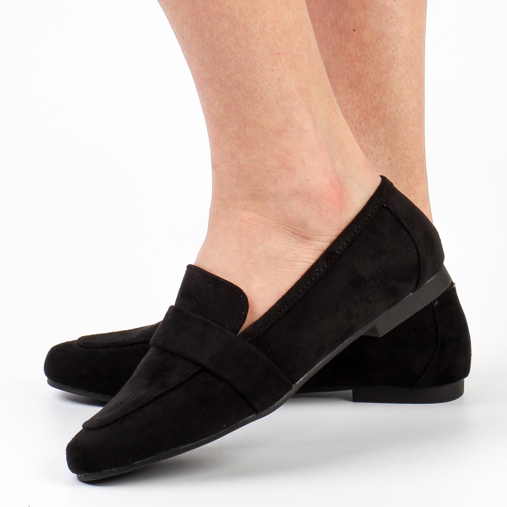 La.Fi Czarne zamszowe loafersy, mokasyny damskie La.Fi 017B-SU