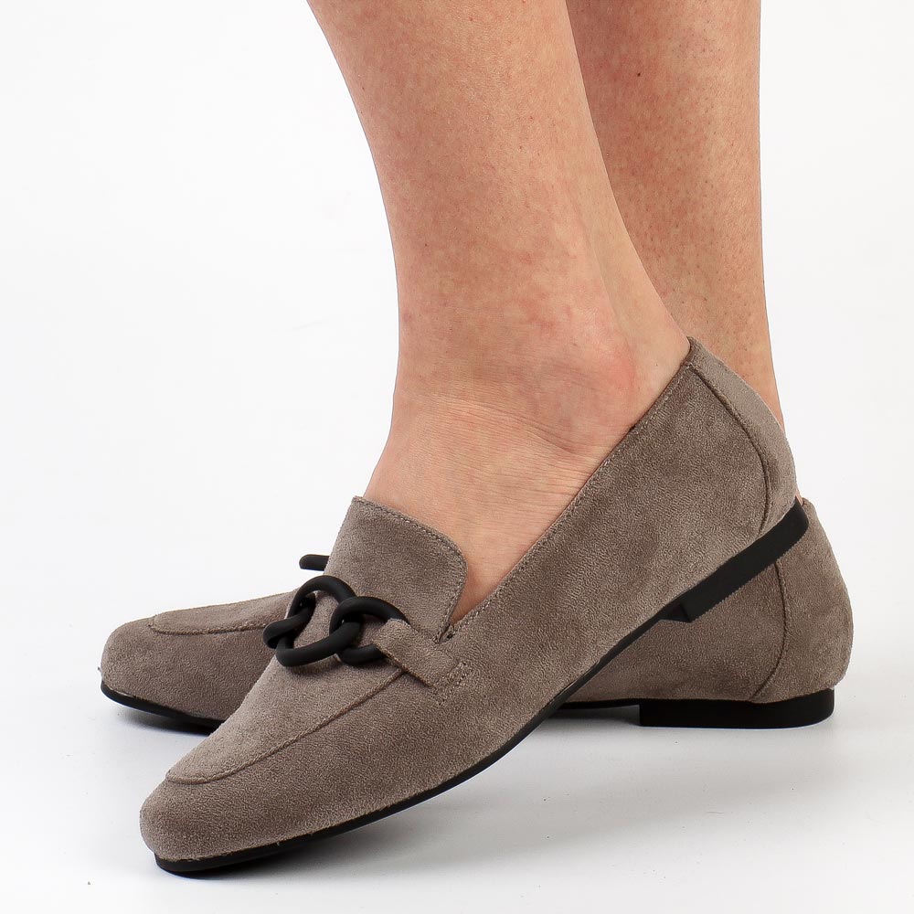 La.Fi Szare zamszowe loafersy, mokasyny damskie La.Fi 020G-SU