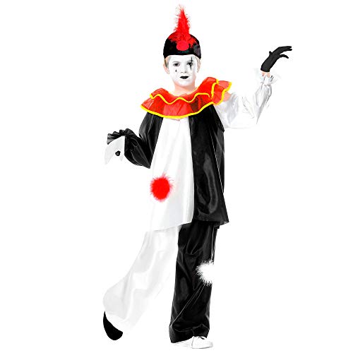 Widmann Widmann 38599 38599 kostium dziecięcy Pierrot Coat z kołnierzem, spodnie, kapelusz, na karnawał, imprezę tematyczną, Halloween, unisex, dla dzieci, wielokolorowy 38599
