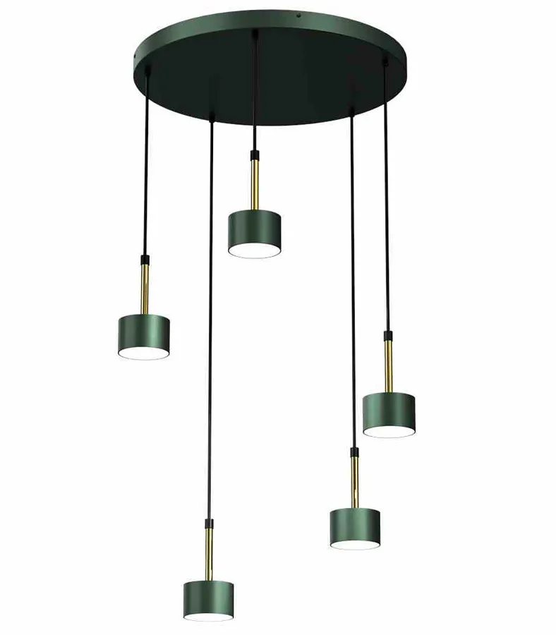 Zielono złota lampa wisząca do salonu 7X N023 N9-G32