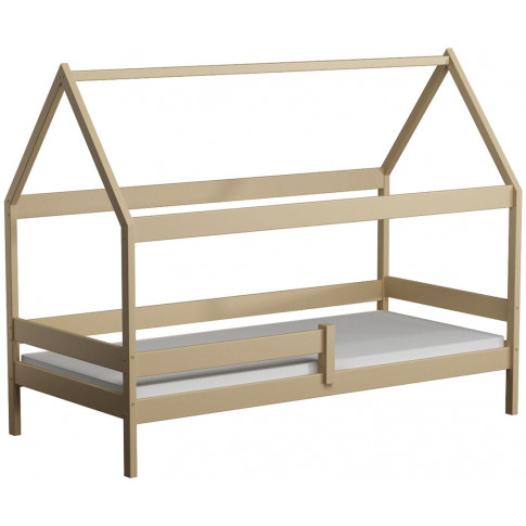 Drewniane łóżko z barierką stelażem i materacem wanilia Petit 3X 190x90 cm