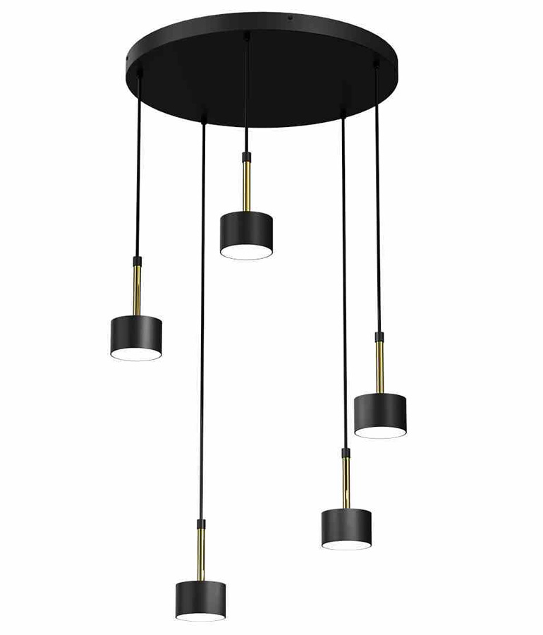 Czarno-złota wisząca lampa do jadalni - 2X N023 P4-R01