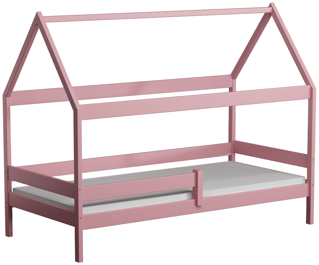 Różowe dziecięce łóżko ze stelażem i materacem Petit 3X 200x90 cm