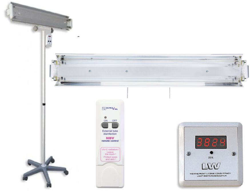 Ultra-viol Sp.j NBV-2x30PLW RC lampa bakteriobójcza bezpośredniego działania mobilna z licznikiem LED i pilotem NBV 2x30 PLW RC