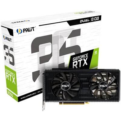 Palit Karta graficzna GeForce RTX 3050 Dual 8GB GDDR6 NE63050019P1-190AD NE63050019P1-190AD