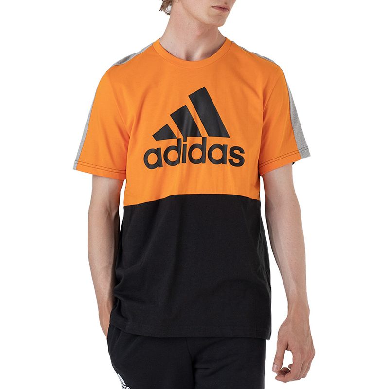Adidas Koszulka Essentials Colorblock Single Jersey HE4328 - czarno-pomarańczowa