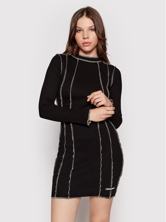 Sixth June Sukienka dzianinowa 12191 Czarny Slim Fit