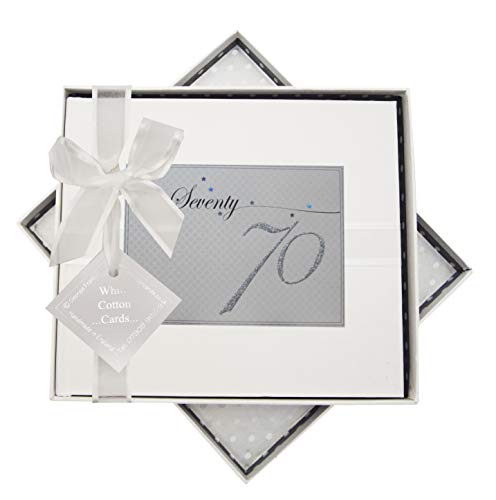 White Cotton Cards LLN70G Holograficzne gwiazdy i brokat 'Siedemdzieści' wiek 70 urodziny księga gości
