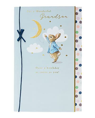 Kartka urodzinowa z uroczym wnukiem - kartka urodzinowa Piotruś Królik dla wnuka - Kartka urodzinowa dla niego - Piotruś Królik Kartka urodzinowa dla młodego wnuka