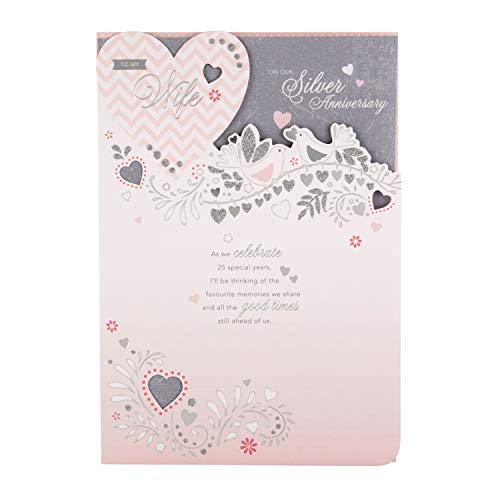 Hallmark Wife srebrna kartka rocznicowa 'Celebrate' - średnia