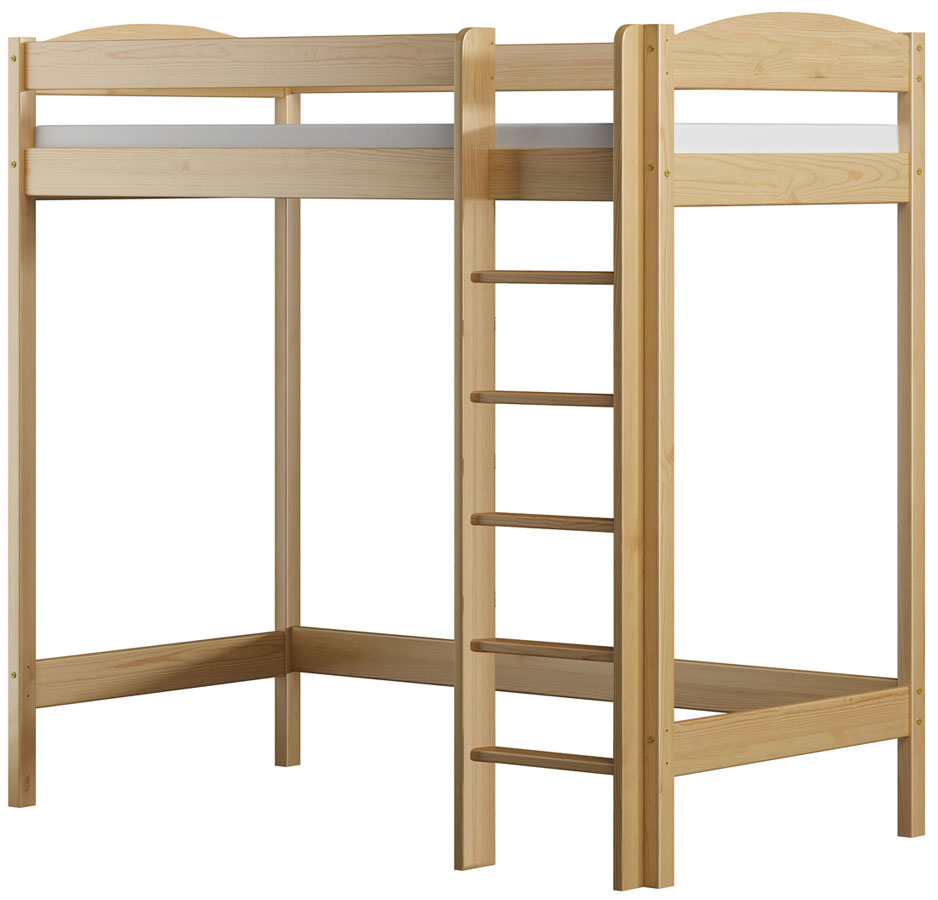 Drewniane łóżko dla dziecka z antresolą sosna Igi 3X 190x90 cm