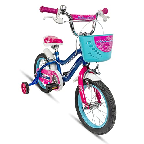 Schwinn Wiąz, rower dla maluchów i dzieci, opony 35 cm, regulowane siedzisko, stabilizatory w zestawie, niebieski