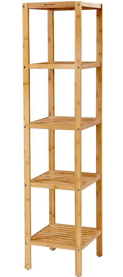 Regał drewniany bambusowy do łazienki z 5 półkami G9-S60