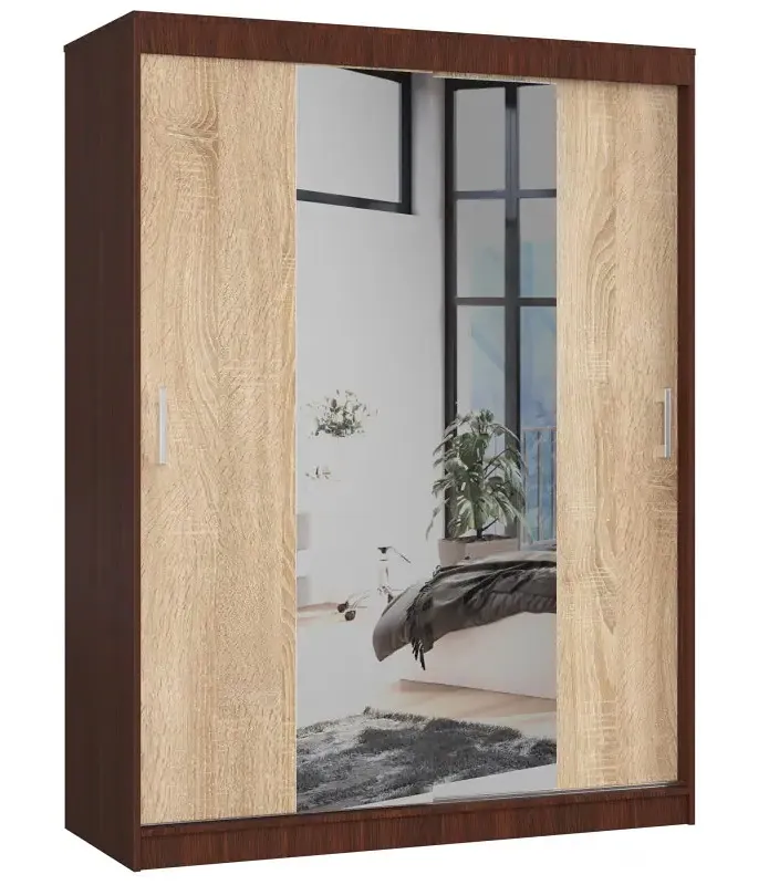Szafa przesuwna z lustrem wenge + dąb sonoma K8-C33