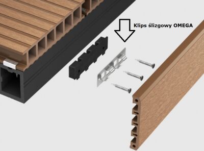 Klips ślizgowy Omega do montażu listew maskujących Timberness
