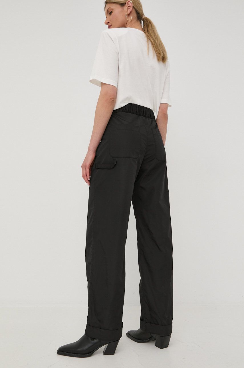 Birgitte Herskind Birgitte Herskind spodnie damskie kolor czarny szerokie high waist